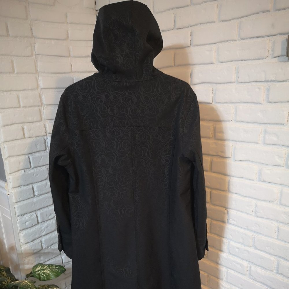 Cloudveil Ladies Black with Pattern Soft Shell Hooded Coat - Picture 2 of 12